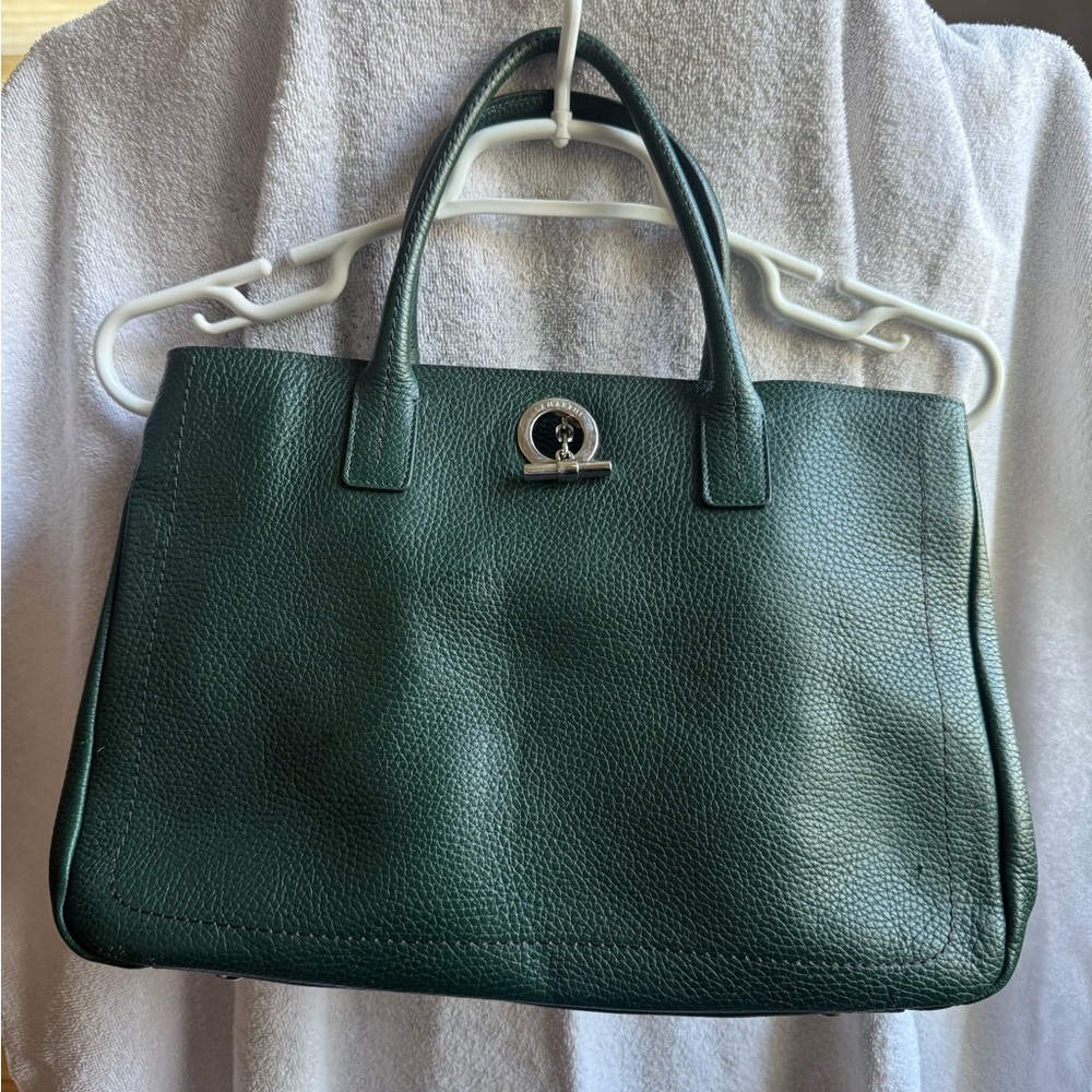 Lamarthe Chic Green Leather Tote Bag